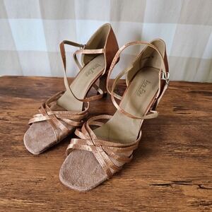 Very Fine Latin Ballroom Dance Shoes Women's Size 10 Copper Strappy Heels